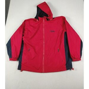 Santco Coat Alaska‎ Jacket Mens XL Red Navy Hooded Fleece Lined Windbreaker